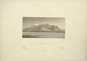 Wulkany Pichincha, grawerowane przez Bouquet, ilustracja z „Widoki Kordylierów i pomników rdzennych ludów Ameryki” autorstwa Aleksandra von Humboldta i Aime Bonpland, 1813
